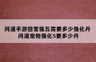 问道手游回雪强五需要多少强化丹 问道宠物强化5要多少丹